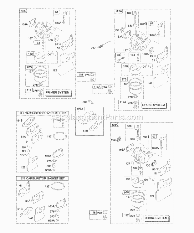 Briggs and Stratton 12J602-0120-B1 Engine Carburetor Diagram