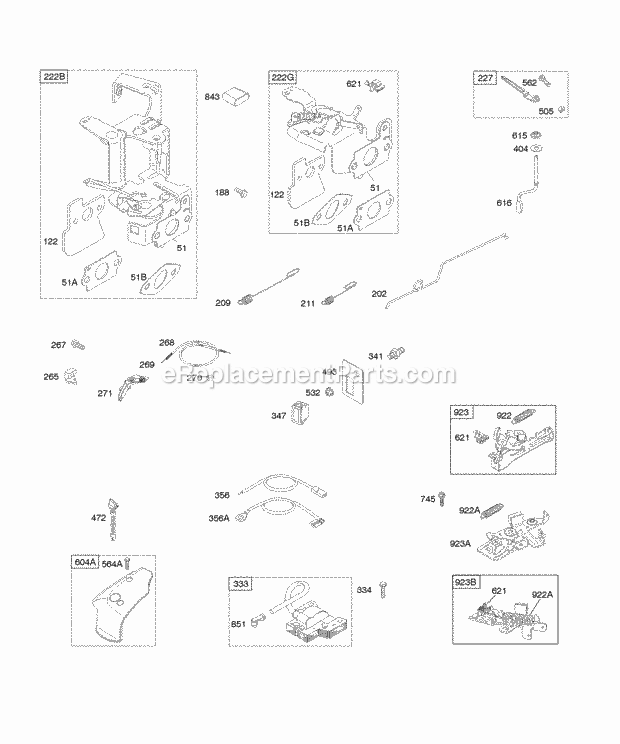 Briggs and Stratton 12J602-0120-B1 Engine Controls Flywheel Brake Governor Spring Ignition Diagram