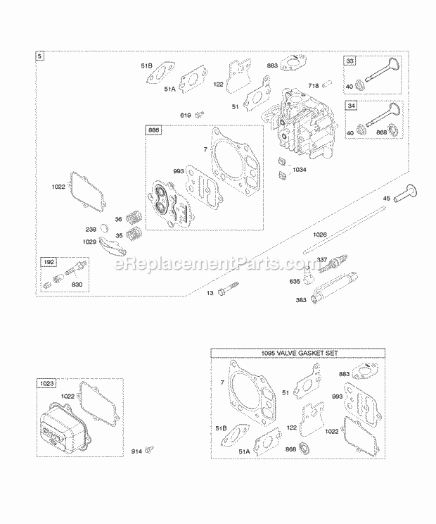 Briggs and Stratton 12J602-0123-E1 Engine Cylinder Head Diagram