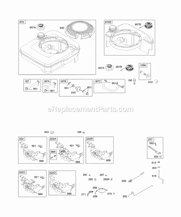 Briggs and Stratton 12J802-0861-01 Engine Controls Fuel Supply Governor Spring Diagram