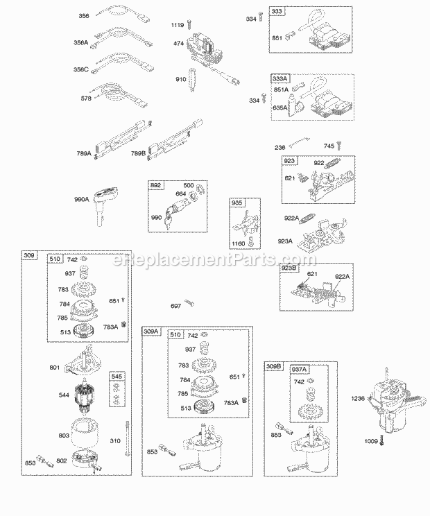 Briggs and Stratton 12J802-0874-01 Engine Alternator Electric Starter Electrical Flywheel Brake Ignition Diagram