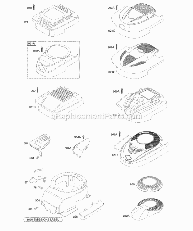 Briggs and Stratton 12J802-1166-01 Engine Blower HousingShrouds Diagram