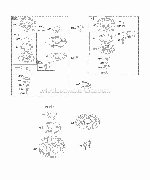 Briggs and Stratton 12J802-1328-02 Engine Flywheel Rewind Starter Diagram