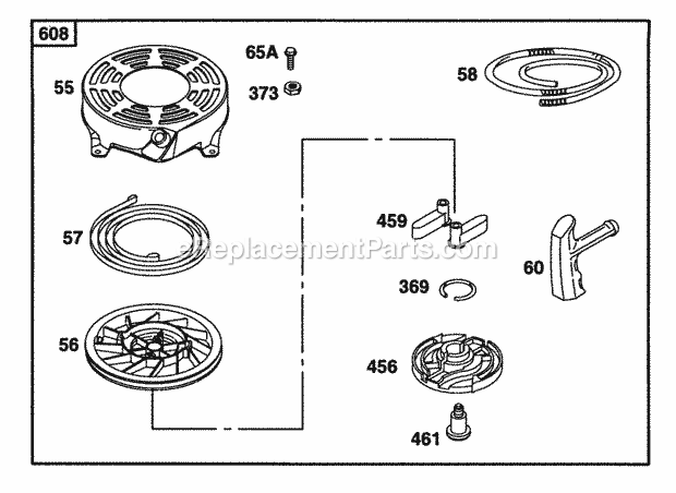 Briggs and Stratton 12K702-0109-01 Engine Rewind Assy Diagram