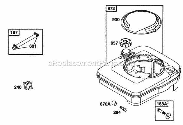 Briggs and Stratton 12K702-0109-01 Engine Fuel Tank Grp Diagram