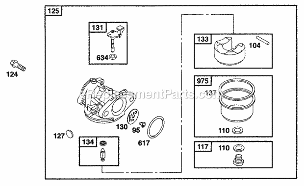 Briggs and Stratton 12M802-0850-A1 Engine Carburetor Assy Diagram