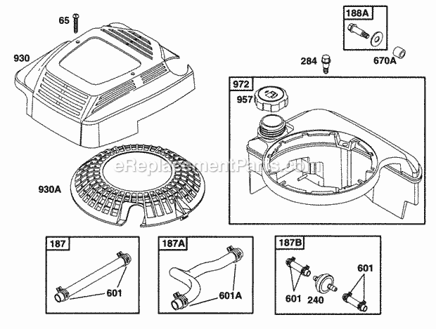 Briggs and Stratton 12M802-0850-A1 Engine Fuel Tank Grp Diagram