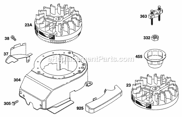 Briggs and Stratton 12M802-5517-01 Engine Blower Hsg Flywheels Diagram