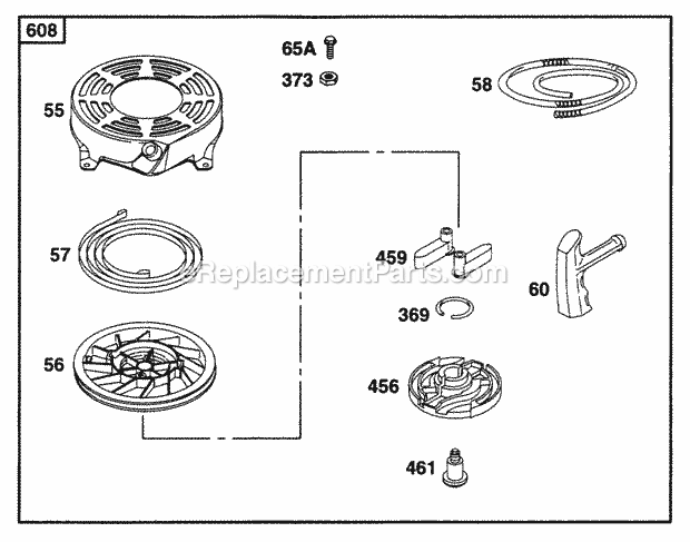 Briggs and Stratton 12M802-5517-A1 Engine Rewind Assy Diagram