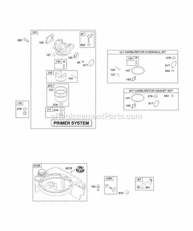 Briggs and Stratton 12M902-0451-E1 Engine Carburetor Fuel Supply Diagram