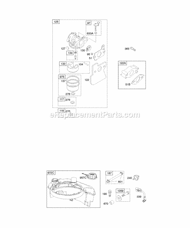 Briggs and Stratton 12R602-0117-F1 Engine Carburetor Fuel Supply Diagram