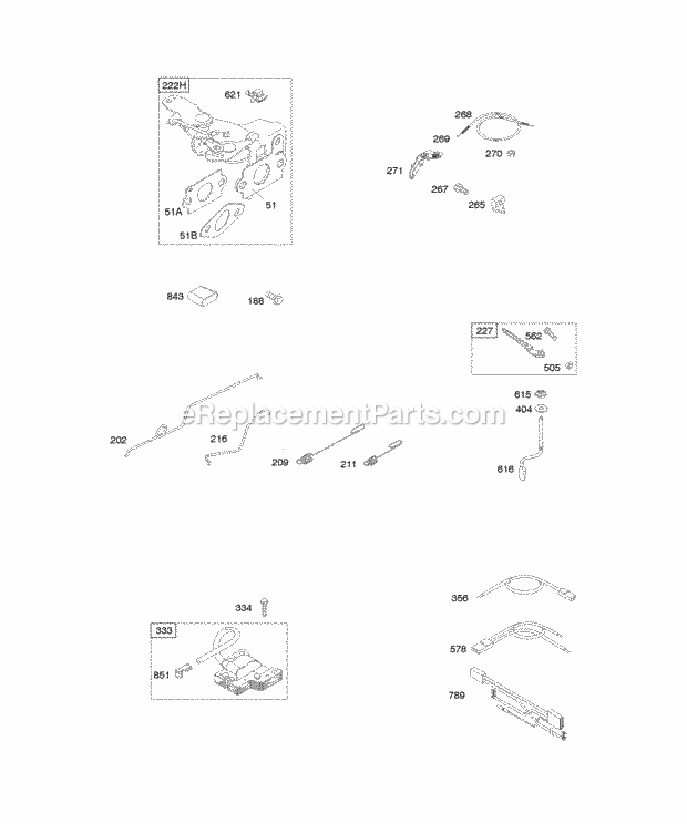 Briggs and Stratton 12R605-0116-F1 Engine Controls Governor Spring Ignition Diagram