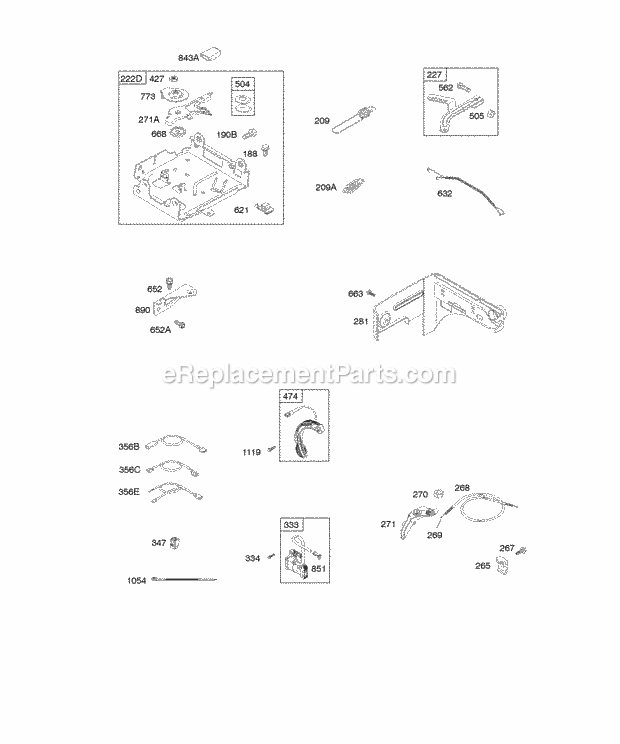 Briggs and Stratton 12S252-0111-F8 Engine Controls Governor Spring Ignition Diagram