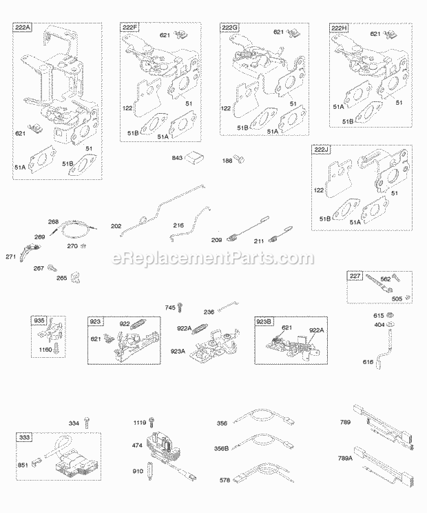 Briggs and Stratton 12S502-0005-B1 Engine Controls Flywheel Brake Governor Spring Ignition Diagram