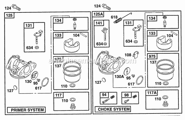 Briggs and Stratton 12S702-0616-99 Engine Carburetor Assys Diagram