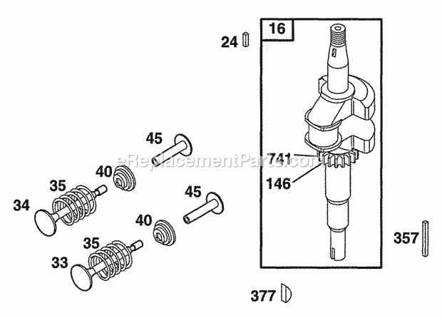 Briggs and Stratton 12S802-0657-01 Engine Crankshaft Diagram