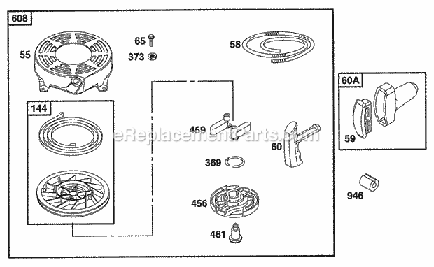 Briggs and Stratton 12S802-0812-01 Engine Rewind Assembly Diagram