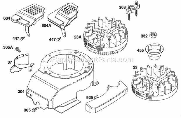 Briggs and Stratton 12S802-0818-99 Engine Blower Hsg Flywheels Diagram