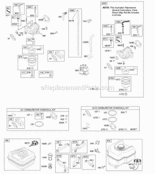 Briggs and Stratton 12T102-0023-F8 Engine Carburetor Fuel Supply Diagram