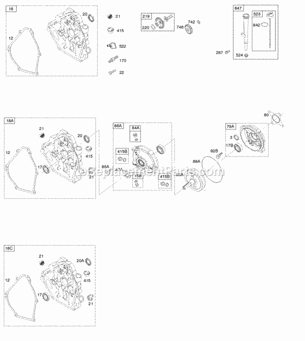 Briggs and Stratton 12T102-0140-F8 Engine Crankcase Cover Gear Reduction Lubrication Diagram