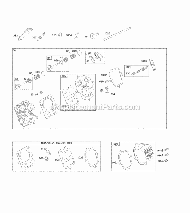 Briggs and Stratton 12T102-0140-F8 Engine Cylinder Head Diagram