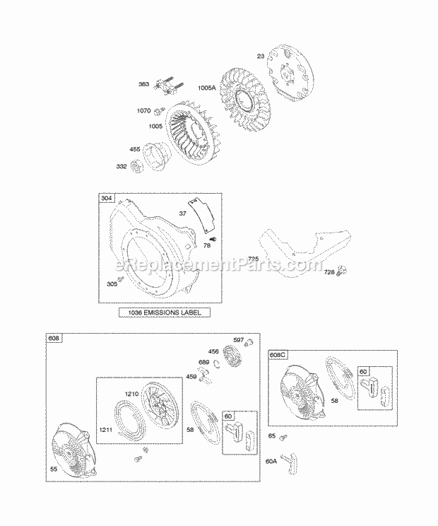 Briggs and Stratton 12T312-0110-G8 Engine Blower HousingShrouds Flywheel Rewind Starter Diagram