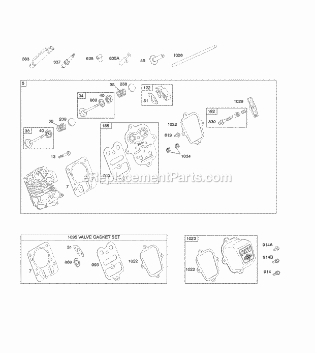 Briggs and Stratton 12T407-0121-F8 Engine Cylinder Head Diagram