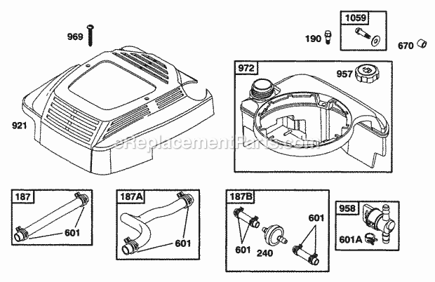 Briggs and Stratton 12T802-0640-01 Engine Fuel Tank Assy Diagram