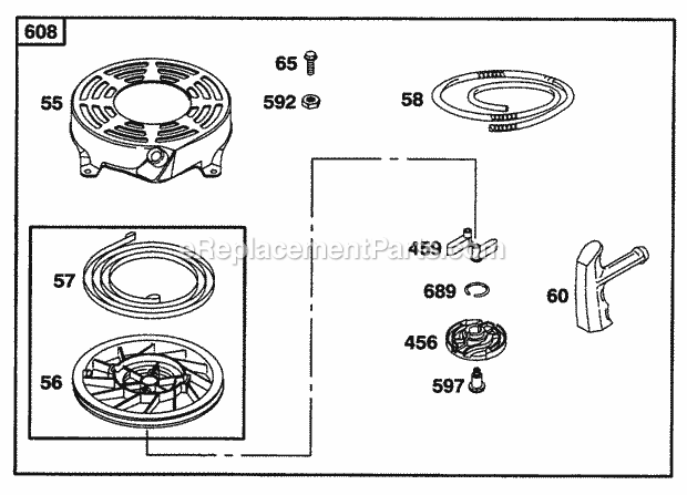 Briggs and Stratton 12T802-0640-01 Engine Rewind Assy Diagram