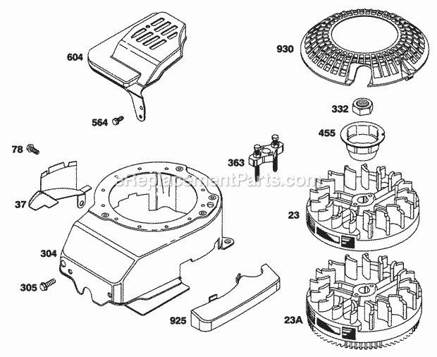 Briggs and Stratton 12T802-0640-01 Engine Blower Hsg Flywheels Diagram