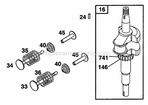 Briggs and Stratton 12T802-0642-01 Engine Crankshaft Diagram