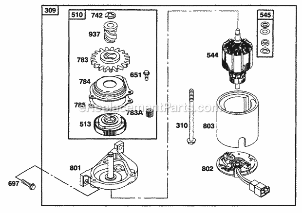 Briggs and Stratton 12T882-0886-01 Engine Electric Starter Diagram