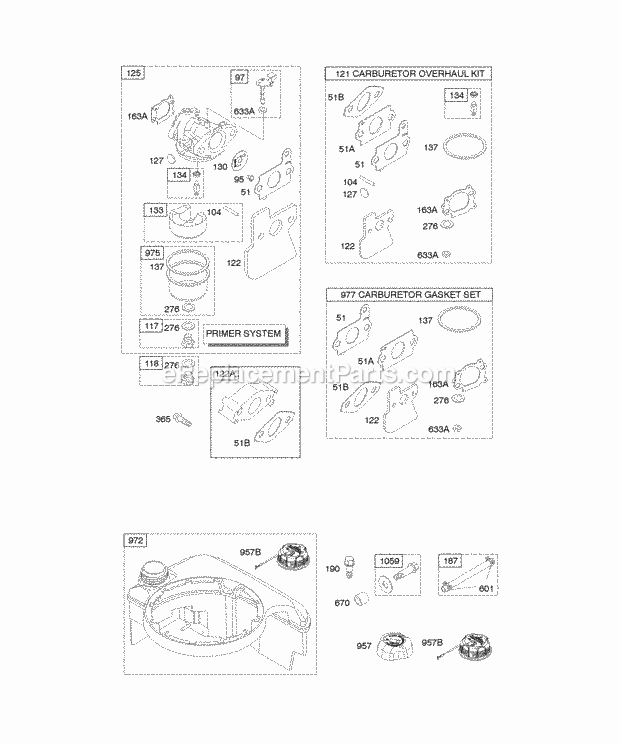 Briggs and Stratton 12Z602-0100-E1 Engine Carburetor Fuel Supply Diagram
