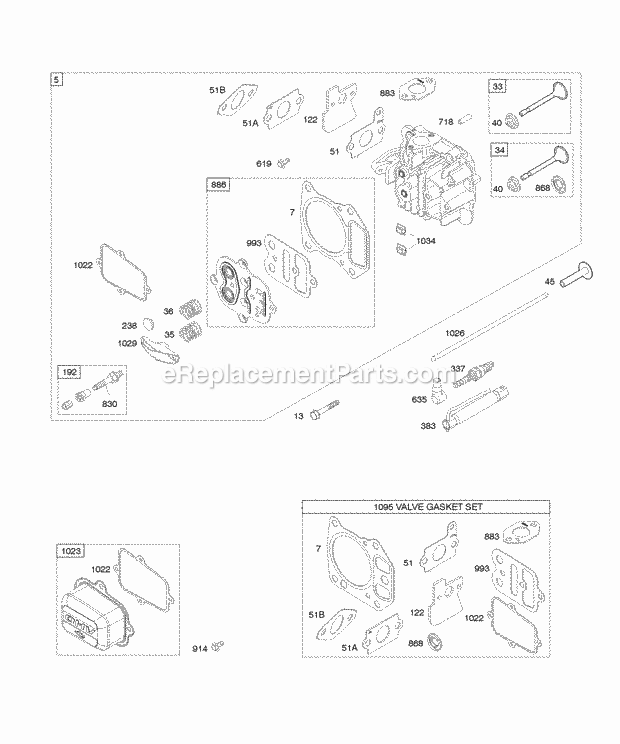 Briggs and Stratton 12Z602-0100-E1 Engine Cylinder Head Diagram