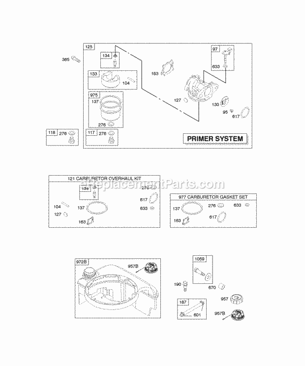 Briggs and Stratton 12Z802-0100-B1 Engine Carburetor Fuel Tank Diagram