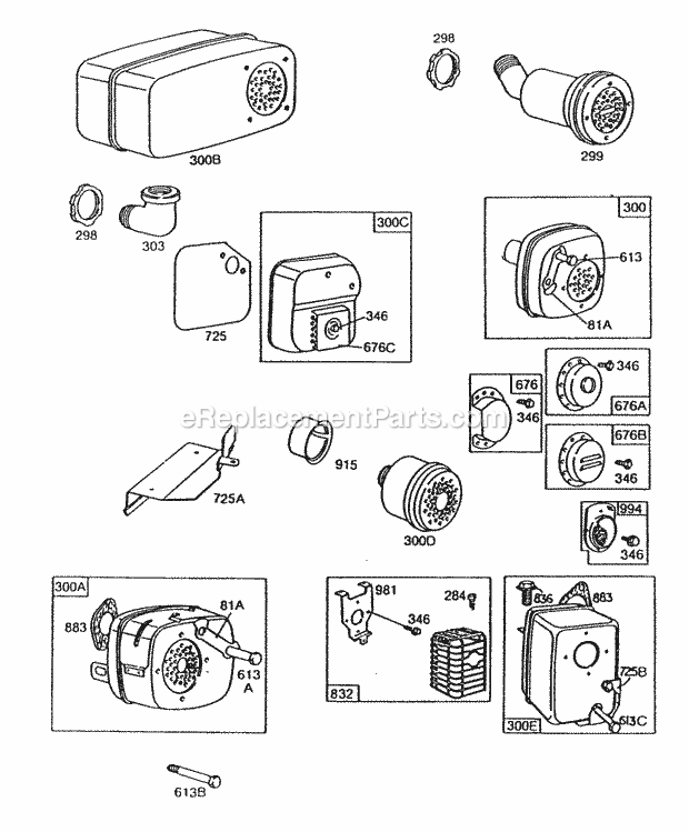 Briggs and Stratton 130201-1610-01 Engine Mufflers And Deflectors Diagram
