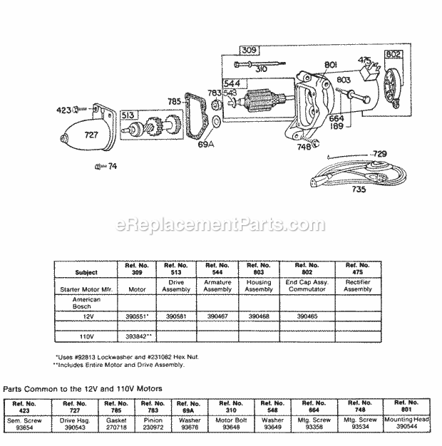 Briggs and Stratton 130202-0276-99 Engine Electric Starter Diagram