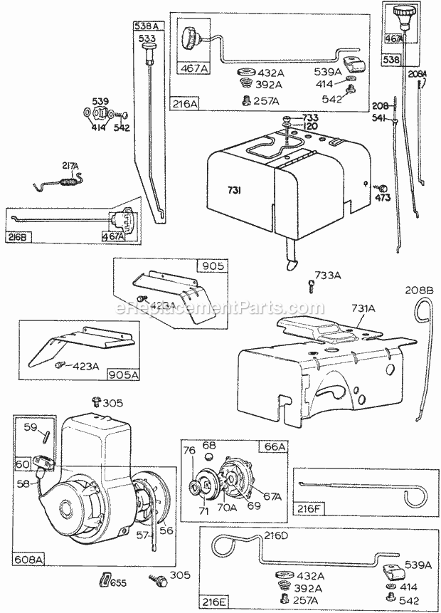 Briggs and Stratton 130202-0276-99 Engine Sno-Gard AssembliesRewind Diagram