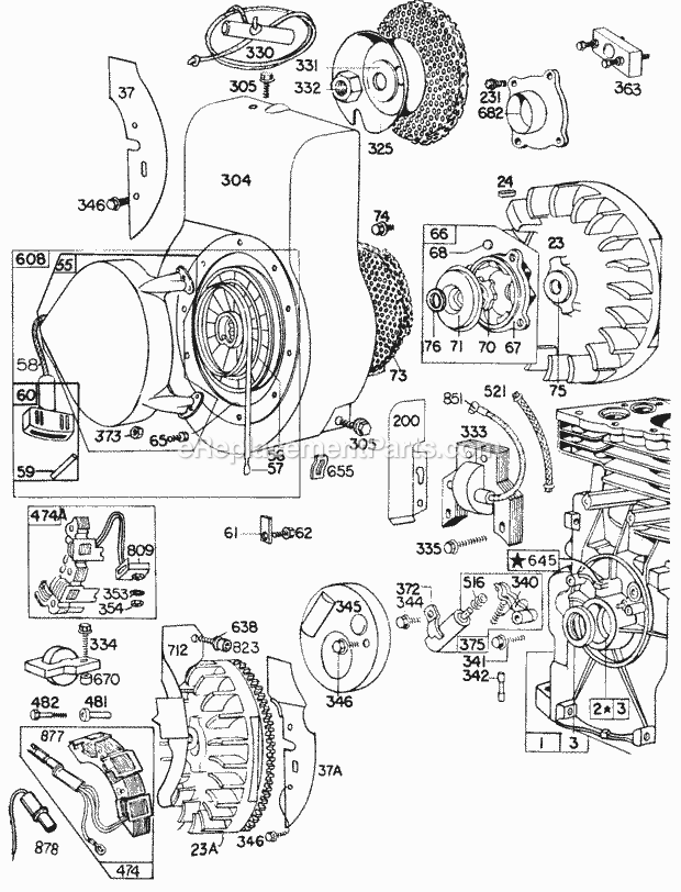 Briggs and Stratton 130202-0278-99 Engine Blower HsgFlywheelRewind Diagram