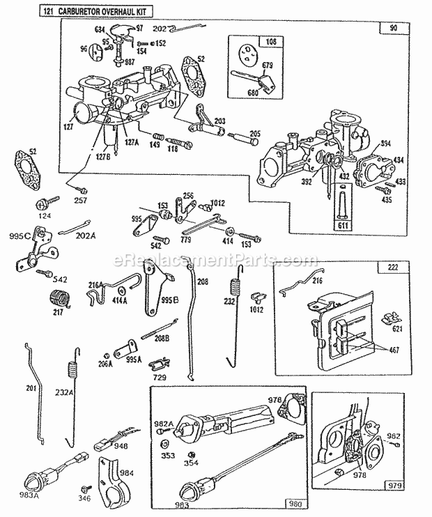 Briggs & Stratton 130207-3083-01 Engine CarburetorControlsOil Gard Diagram