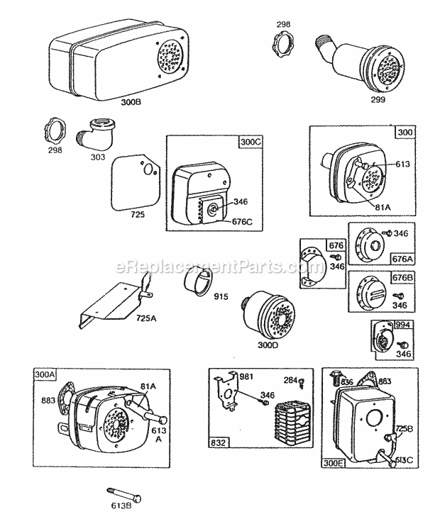 Briggs and Stratton 130252-1871-01 Engine Mufflers And Deflectors Diagram