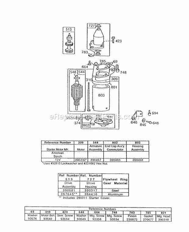 Briggs and Stratton 130902-1015-01 Engine Electric Starter Diagram