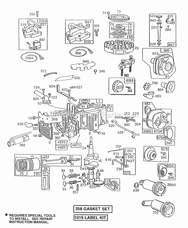 Briggs and Stratton 130902-1130-01 Engine CylinderMufflersPistongrp Diagram