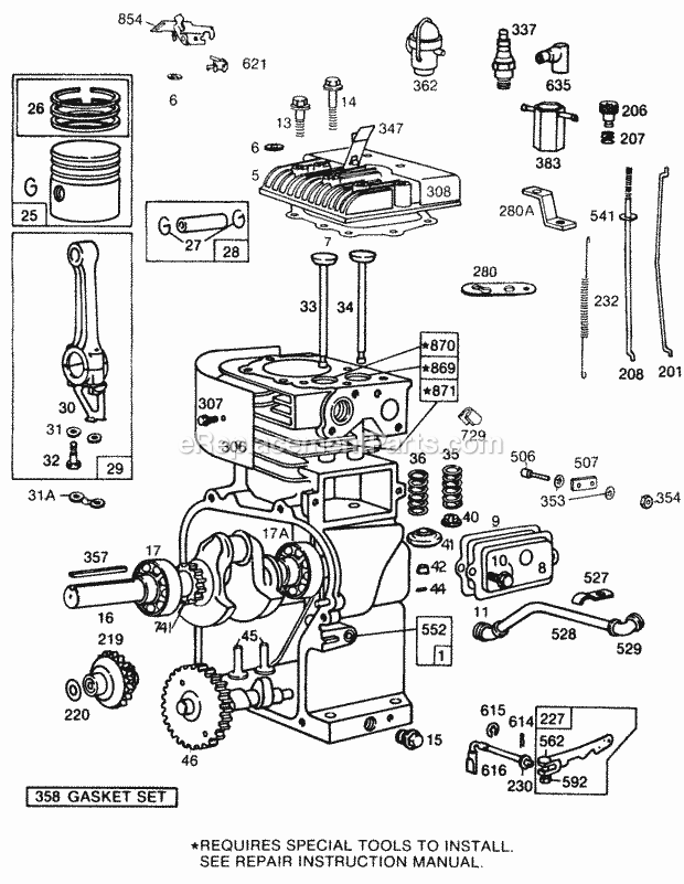 Briggs and Stratton 131212-2024-01 Engine CylinderCylinder HdPiston Diagram