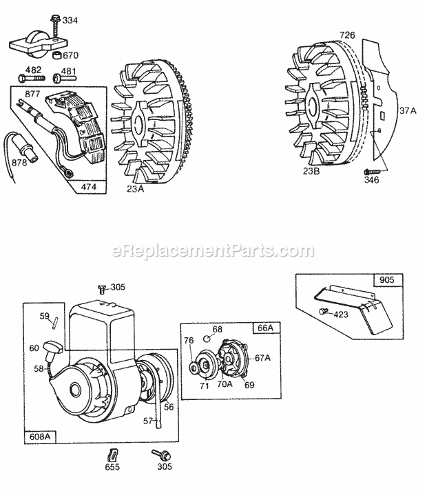 Briggs and Stratton 131212-2024-02 Engine FlywheelsAlternatorRewind Diagram