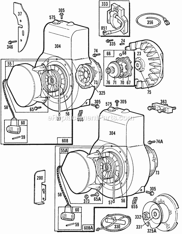 Briggs and Stratton 131212-2124-01 Engine Blower Hsgs Rewind Assys Diagram