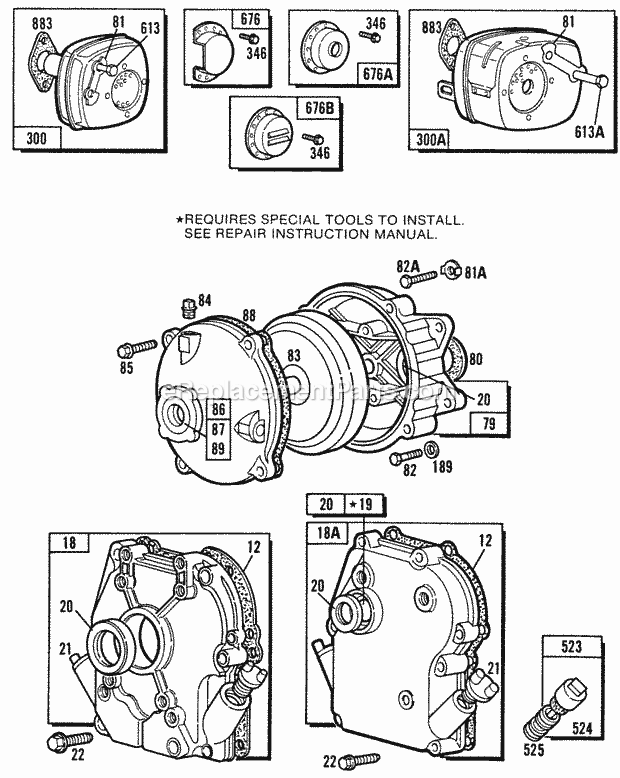 Briggs and Stratton 131212-2124-01 Engine MufflersGear CaseCrankcase Diagram