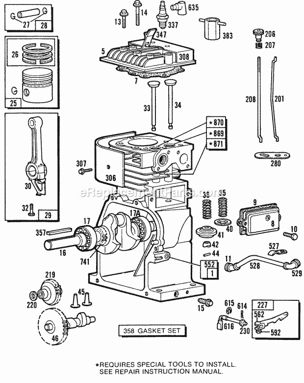 Briggs and Stratton 131212-2124-02 Engine CylinderCylinder HdPiston Diagram