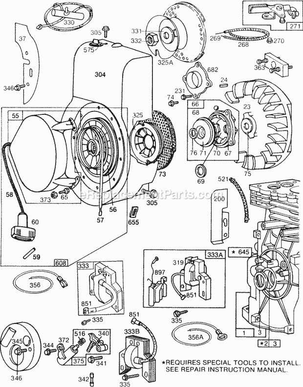 Briggs and Stratton 131231-0110-01 Engine Blower Hsgs RewindElect Diagram