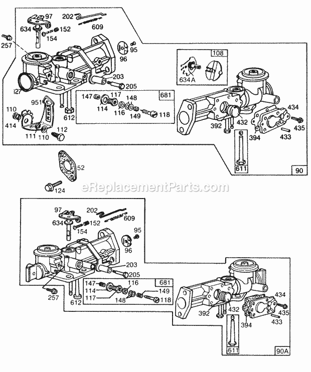 Briggs and Stratton 131231-0110-01 Engine Carburetor Assemblies Diagram